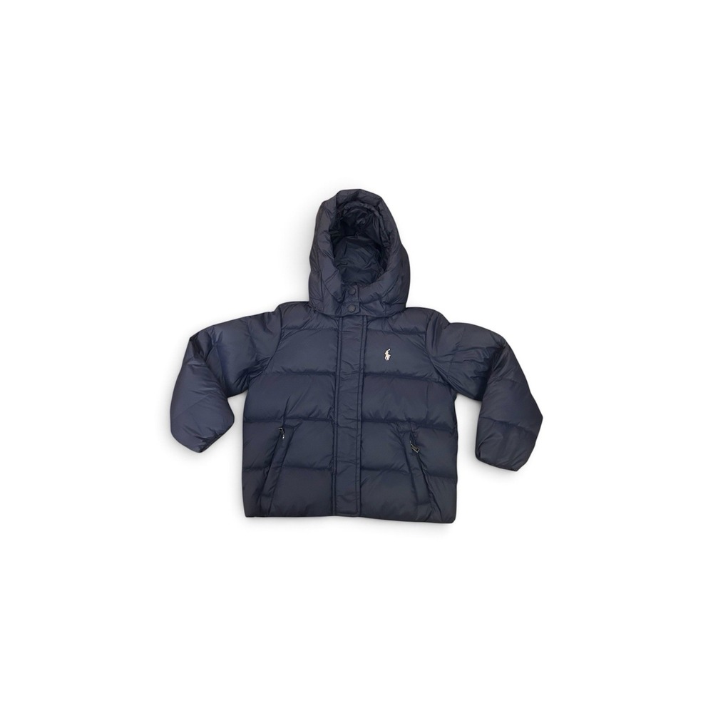 Polo Ralph Lauren Girls Coat 4 Down Puffer Jacket Hooded Navy Pink Pony